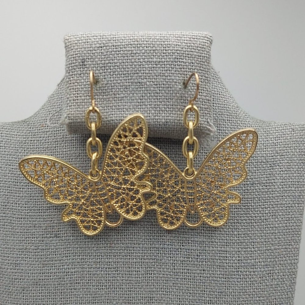 Gold Colored Butterfly Earrings
